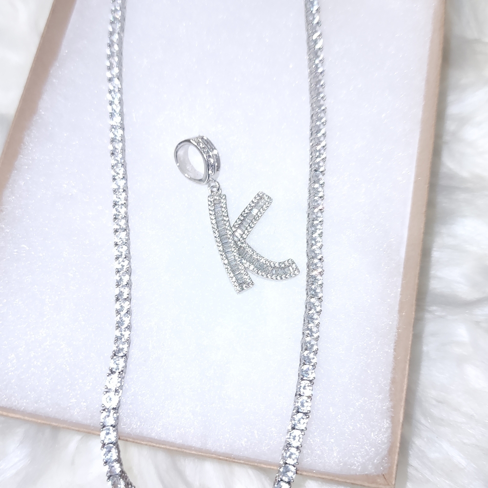 Elegant Silver Initial Pendant Necklace
